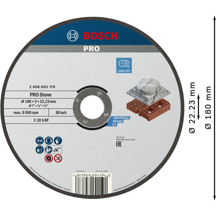 BOSCH Set 25 discuri de tăieri drepte Standard for Stone