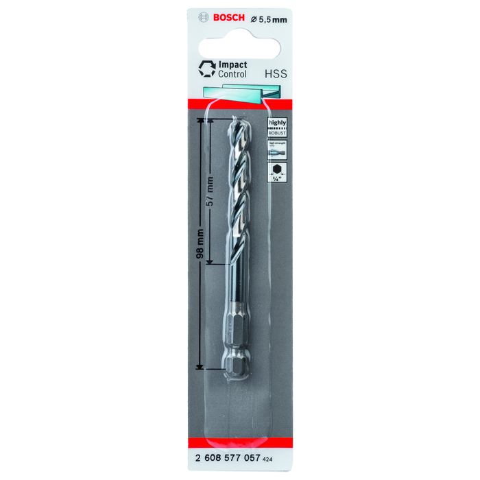 BOSCH Burghiu spiral HSS cu tijă hexagonală de 5,5 mm