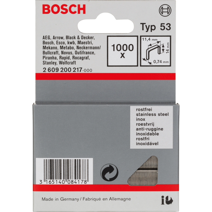 BOSCH Capse din sârmă fină tip 53, inoxidabil