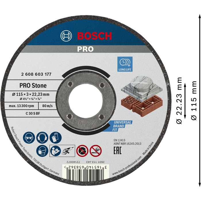 BOSCH Set 25 discuri de tăieri drepte Standard for Stone