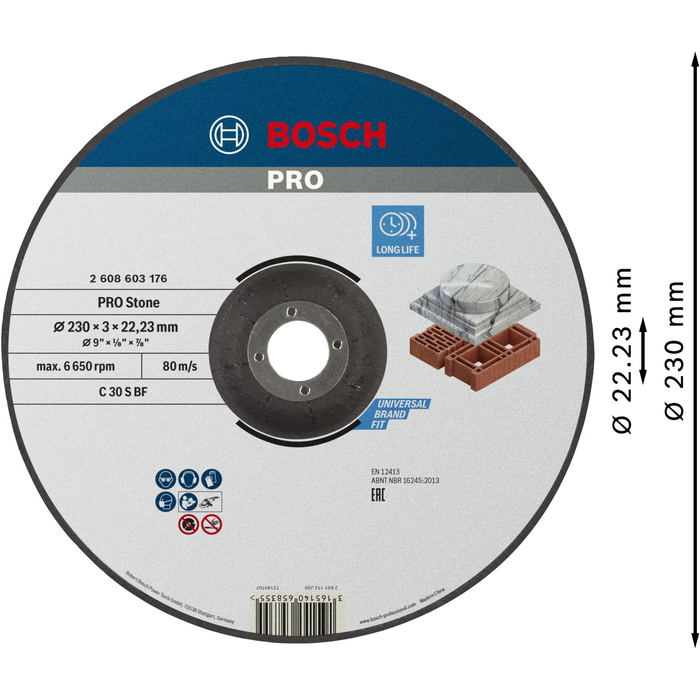 BOSCH Set 25 discuri de tăiere cu degajare Standard for Stone
