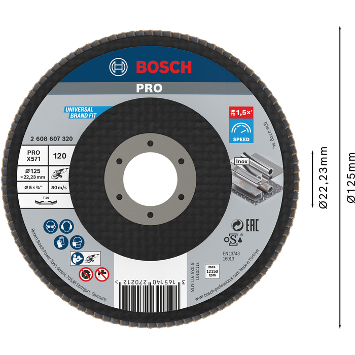 BOSCH Disc de şlefuire evantai X571, Best for Metal