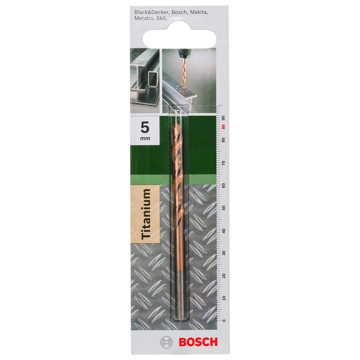 BOSCH Burghie pentru metal, tip HSS-TiN, DIN 338D= 5,0 mm; L= 86 mm