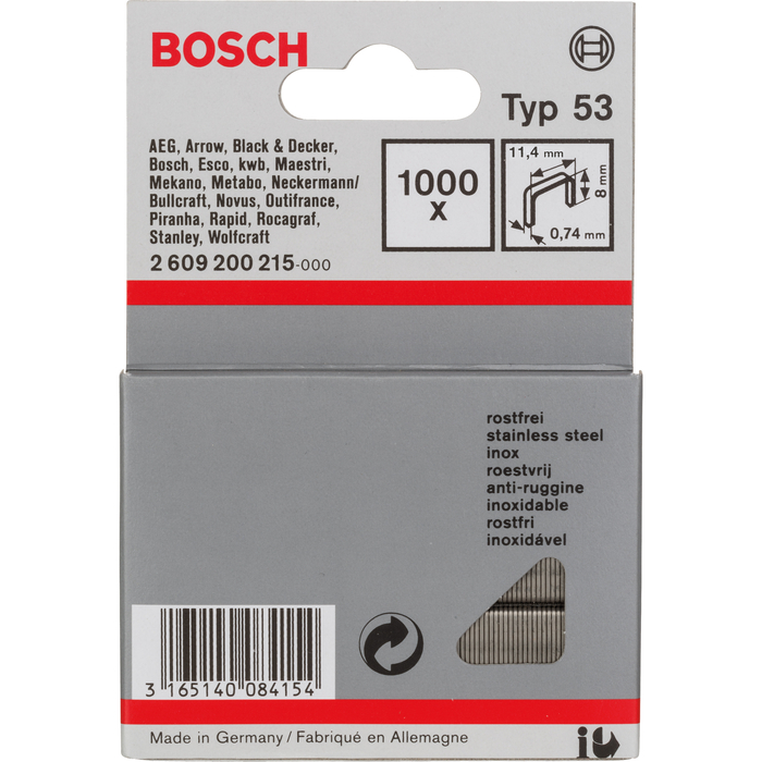 BOSCH Capse din sârmă fină tip 53, inoxidabil