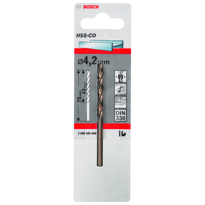 BOSCH Burghie pentru metal, tip HSS-Co, DIN 338