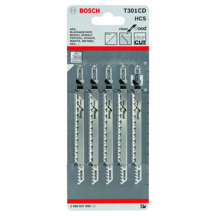 BOSCH Set 5 pânze pentru ferăstrău vertical Clean for Wood