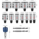 BOSCH Set de carote PRO Multi Material PC Plus, 14 bucăți