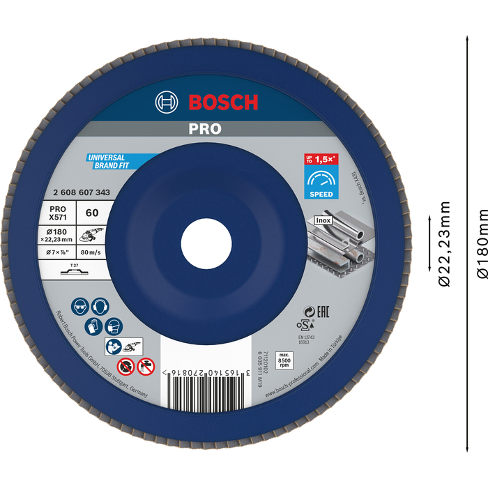 BOSCH Disc de şlefuire evantai X571, Best for Metal