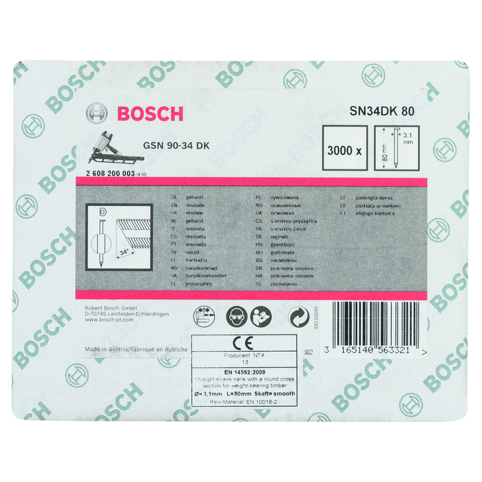 BOSCH D-fejű szalagszeg, SN34DK 80
