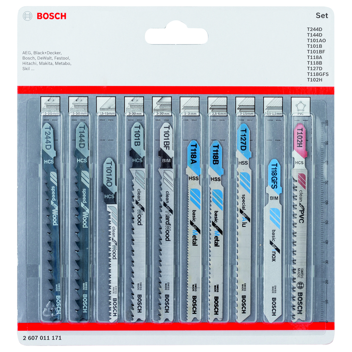 BOSCH Set 10 panze mixte lemn/metal/PVC