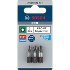 BOSCH Set 3 biți Impact Control 25 mm, PZ1, PZ2, PZ3