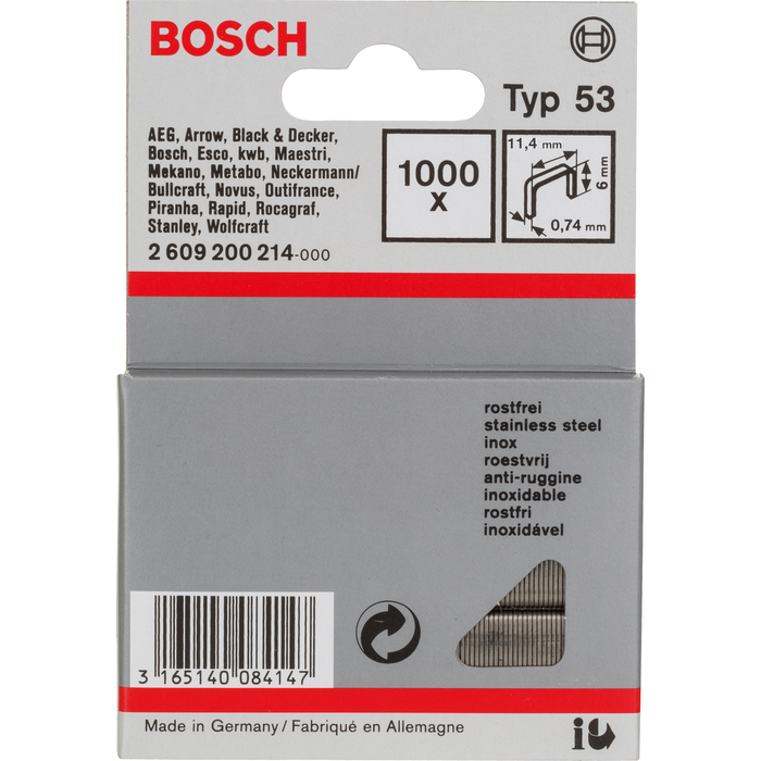 BOSCH Finomhuzal-kapocs, típus: 53, rozsdamentes