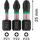 BOSCH Set 3 biți Impact Control 25 mm, PZ1, PZ2, PZ3