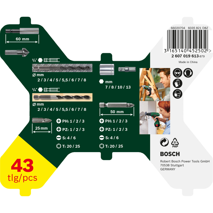 BOSCH Set mixt 43 accesorii X-Line, cu tijă hexagonală