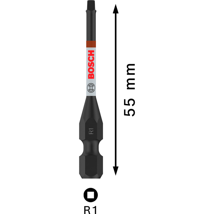BOSCH Bit de înșurubare PRO Robertson Impact, R1, 55 mm, 2 buc.