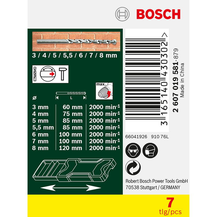 BOSCH Miniset de 7 burghie X-Line pentru piatră