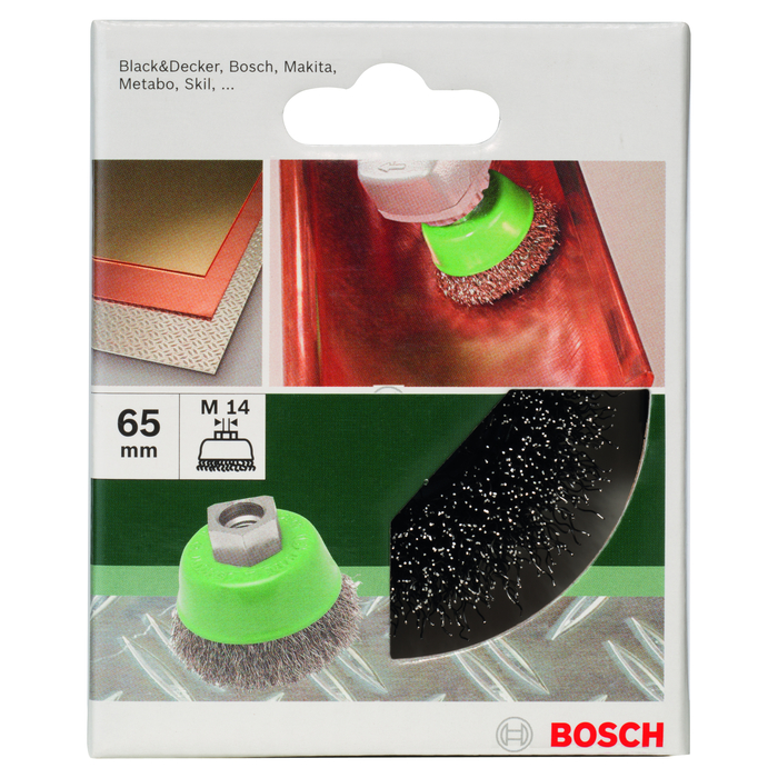 BOSCH Perie-oală pentru polizor unghiular şi polizor drept – sârmă ondulată, inoxidabilă, 65 mm