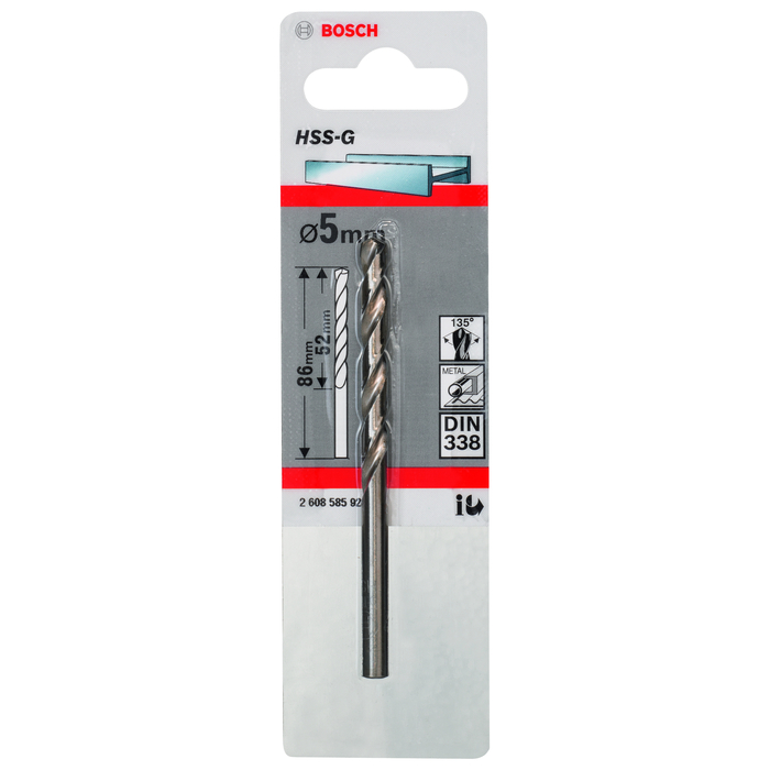 BOSCH Burghiu pentru metal, tip HSS-G, DIN 338