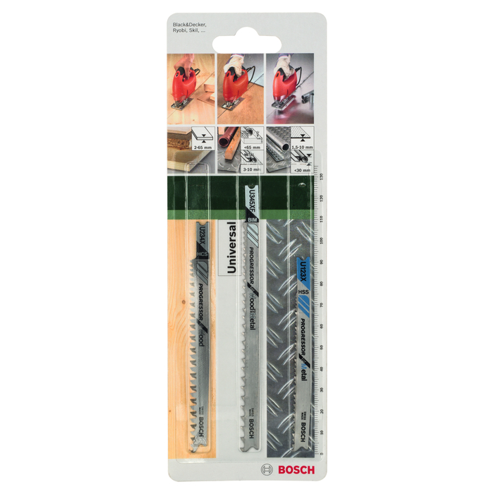 BOSCH Set de 3 pânze pentru ferăstrău vertical Progressor sistem de prindere în UU 123 X; U 234 X; U 345 XF