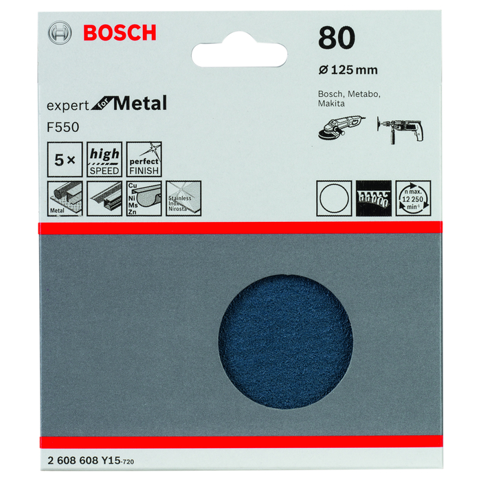 BOSCH Foi abrazive F550, ambalaj de 5 buc.