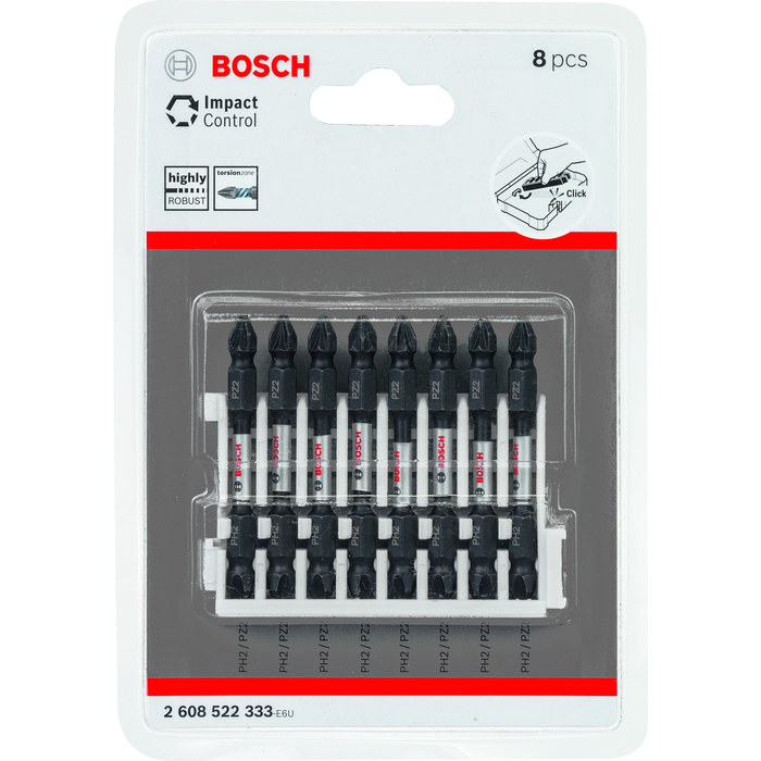 BOSCH Set de capete de şurubelniţă cu control al percuţiei, 8 buc.