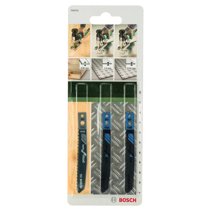 BOSCH Set pânze de ferăstrău vertical, 3 buc., tijă MakitaMA 111 C; MA 118 A; MA 118 B