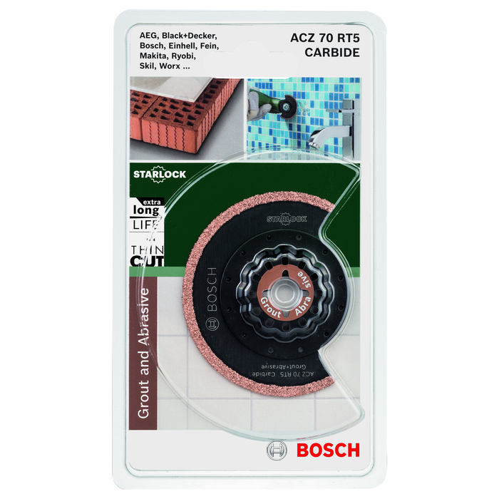BOSCH Pânză de ferăstrău segmentată cu strat de acoperire din carburi metalice RIFF, tăieri înguste ACZ 70 RT5