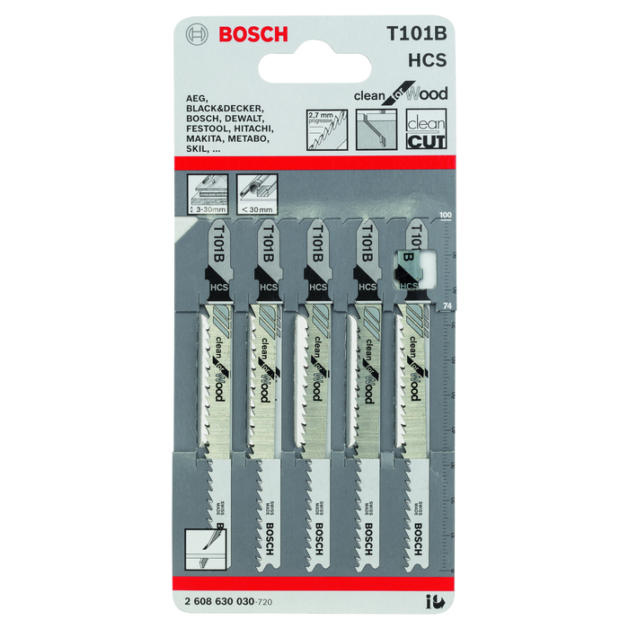 BOSCH Set 5 pânze pentru ferăstrău vertical Clean for Wood