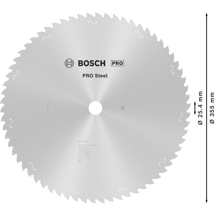 BOSCH Pânză de fierăstrău circular cu cablu PRO Steel, 355 x 2,2 x 25,4 mm, T66