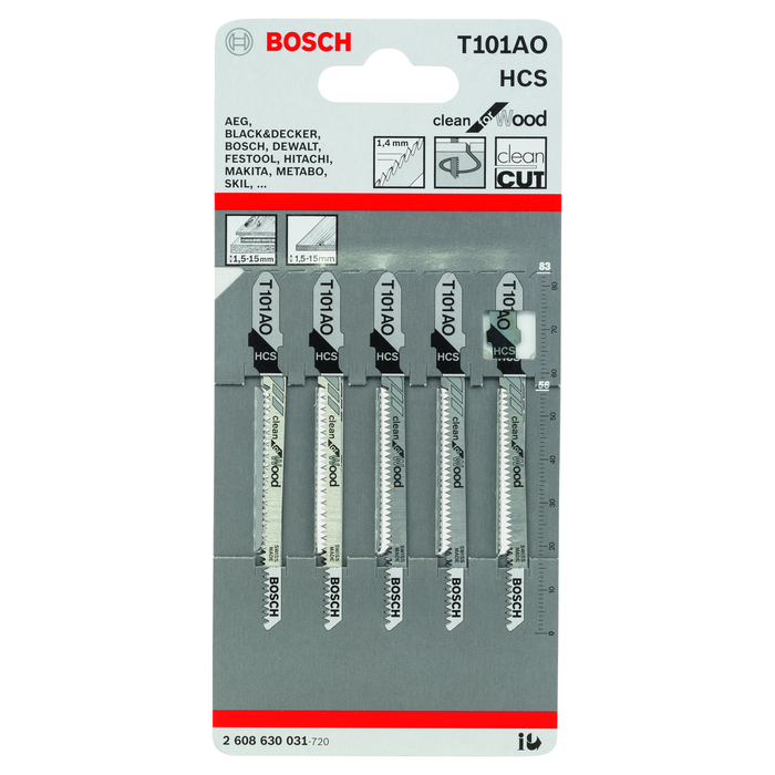 BOSCH Set 5 pânze pentru ferăstrău vertical Clean for Wood