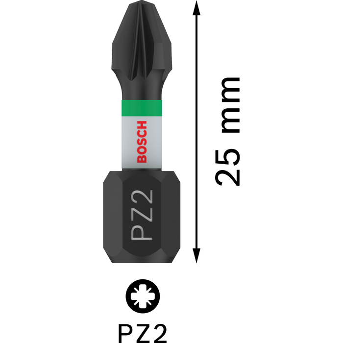 BOSCH Set 2 biți Impact Control 25 mm, PZ2