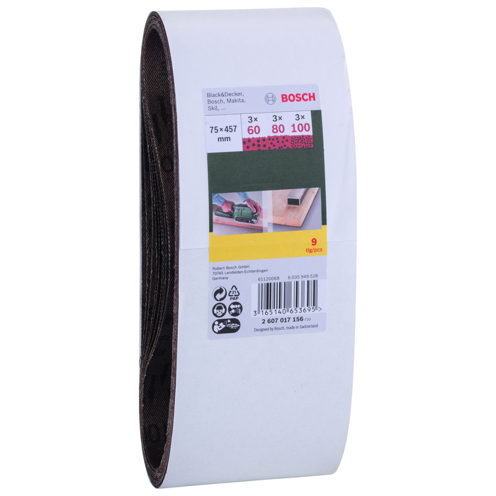 BOSCH Set 9 benzi mixte 75x457 mm, R60/R80/R100