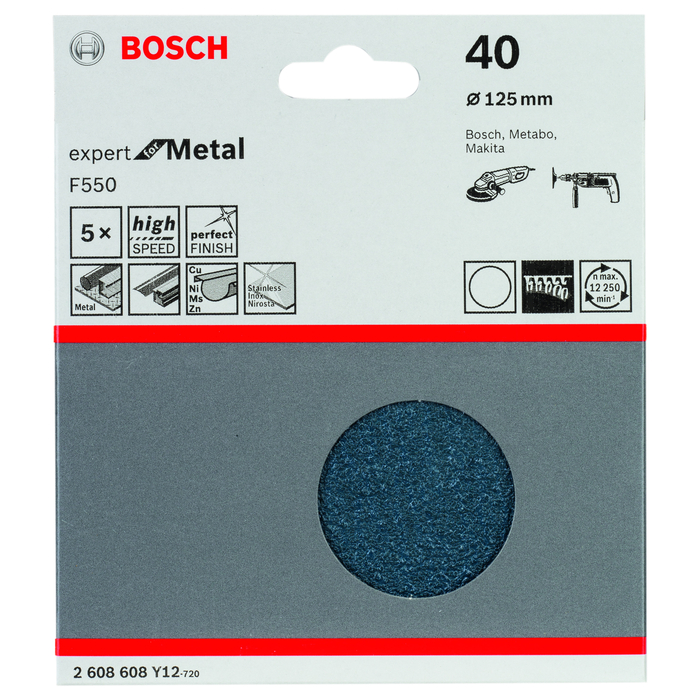 BOSCH Foi abrazive F550, ambalaj de 5 buc.