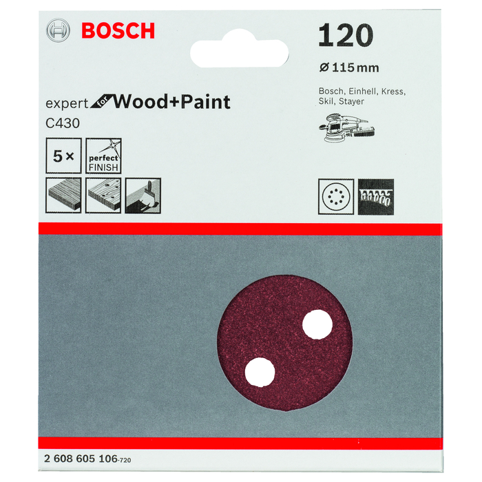 BOSCH Foi abrazive C430, ambalaj de 5 buc.