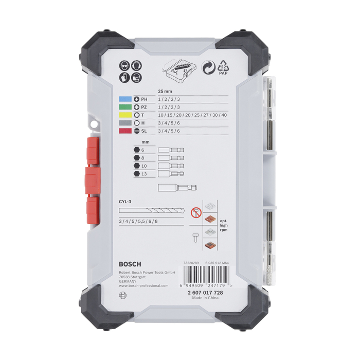 BOSCH Caseta 35 piese Extra Hard mixt cu burghie de beton