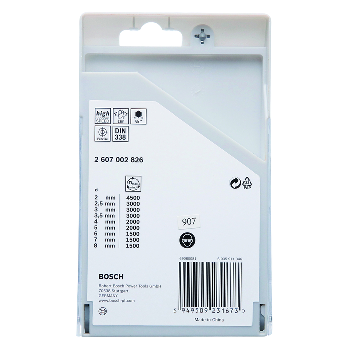 BOSCH Caseta 9 burghie metal HSS PointTeQ 2-8 mm