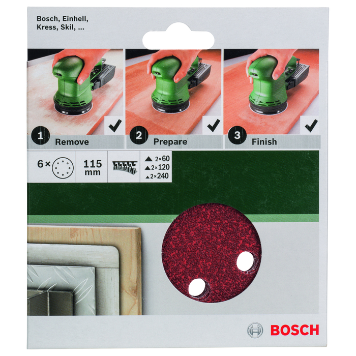BOSCH Foi abrazive Ø 115 mm, 2x R60/ 120/ 240