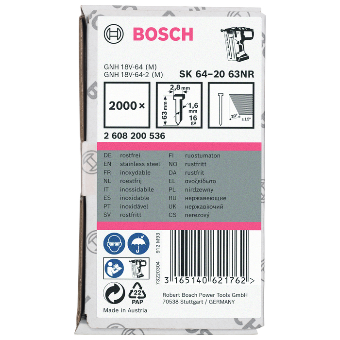 BOSCH Süllyesztett fejű csap, SK64 20NR