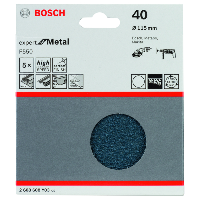 BOSCH Foi abrazive F550, ambalaj de 5 buc.