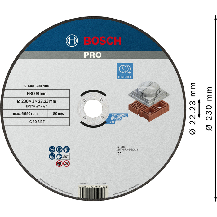 BOSCH Set 25 discuri de tăieri drepte Standard for Stone
