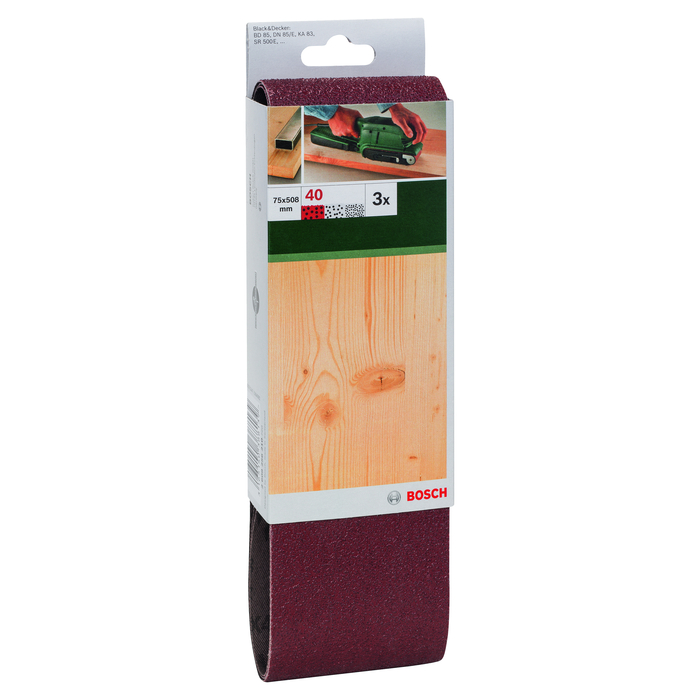 BOSCH Set 3 benzi de şlefuire, pentru şlefuitor cu bandă, sortiment roşu