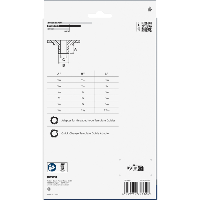 BOSCH Set 8 PRO Template Guide Imperial pentru freze
