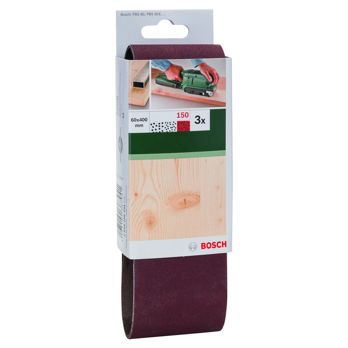 BOSCH Set benzi de şlefuire, 3 buc., pentru şlefuitor cu bandă, sortiment roşuG= 150