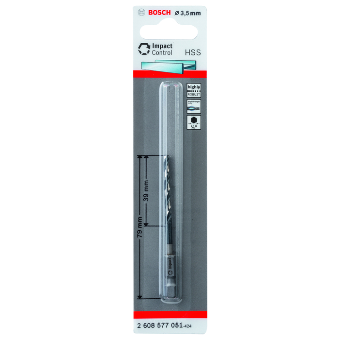 BOSCH Burghiu spiral HSS cu tijă hexagonală de 3,5 mm