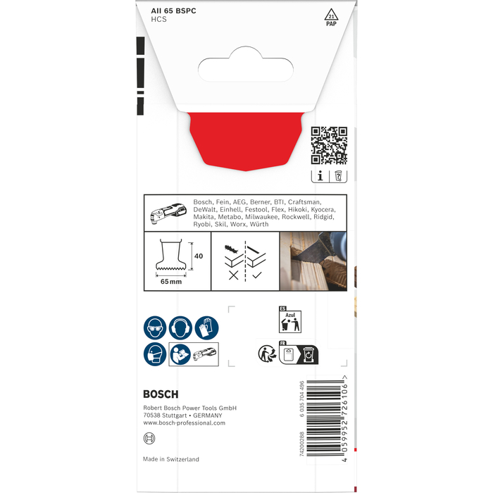 BOSCH Pânză de tăiere pentru lemn AII 65 BSPC, Starlock, 65 x 40 mm