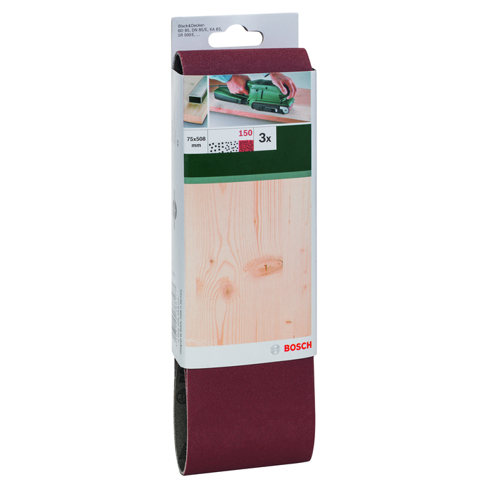 BOSCH Set benzi de şlefuire, 3 buc., pentru şlefuitor cu bandă, sortiment roşuG= 150