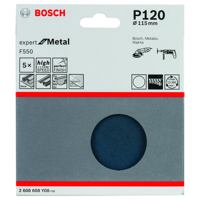 BOSCH Foi abrazive F550, ambalaj de 5 buc.