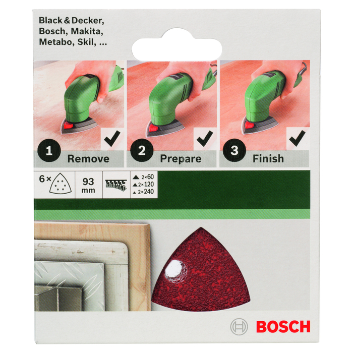 BOSCH Foi abrazive 93 mm, 2x R60/ 120/ 240, 6g