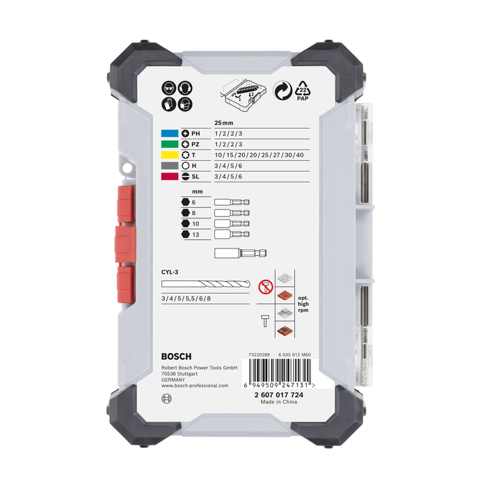 BOSCH Caseta 35 piese Extra Hard mixt cu burghie de beton