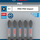 BOSCH Set biți de înșurubare PRO Phillips Impact, PH2, 55 mm, 5 piese
